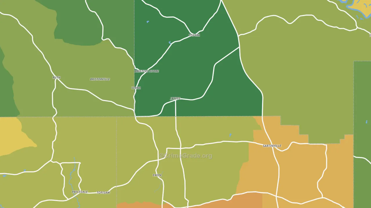 Jayess, MS Map of Vandalism Rates