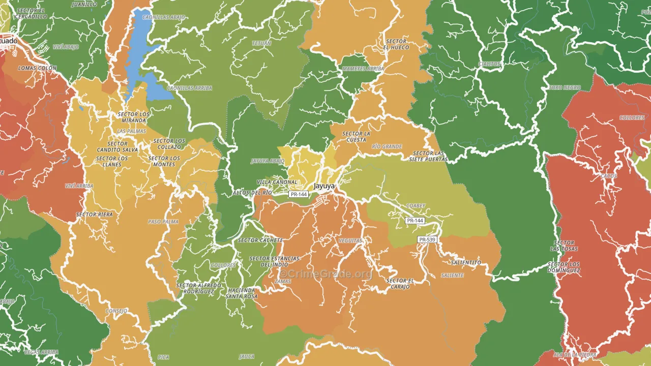 Jayuya, PR Map of Vandalism Rates