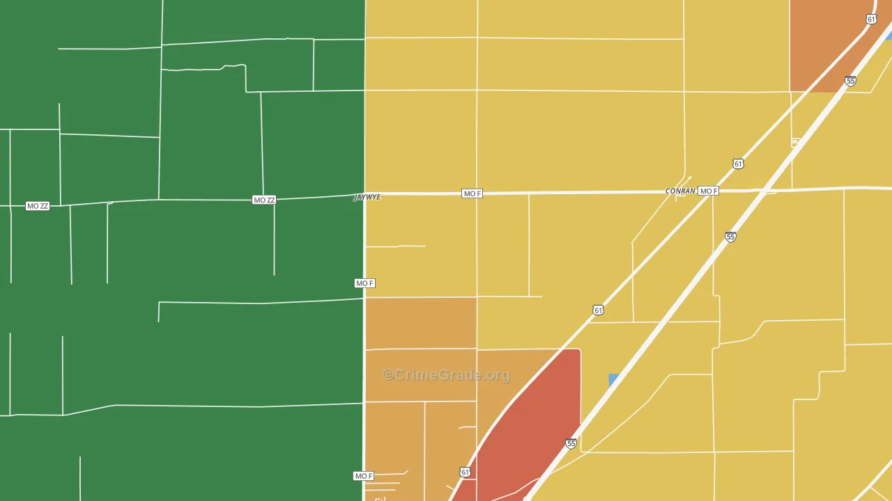 Jaywye, MO Map of Vandalism Rates