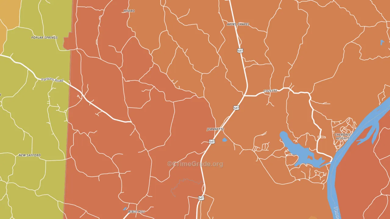 Jeannette, TN Map of Vandalism Rates