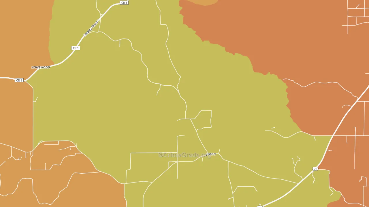 Jeddo, AL Map of Vandalism Rates