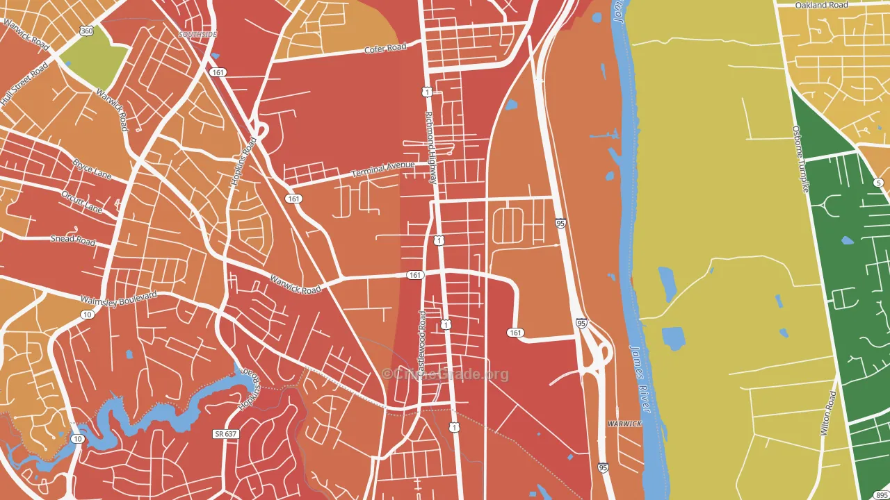 Jeff Davis, Richmond, VA Map of Vandalism Rates