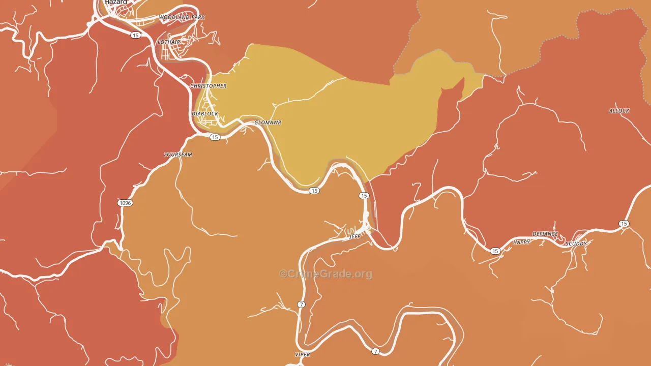 Jeff, KY Map of Vandalism Rates