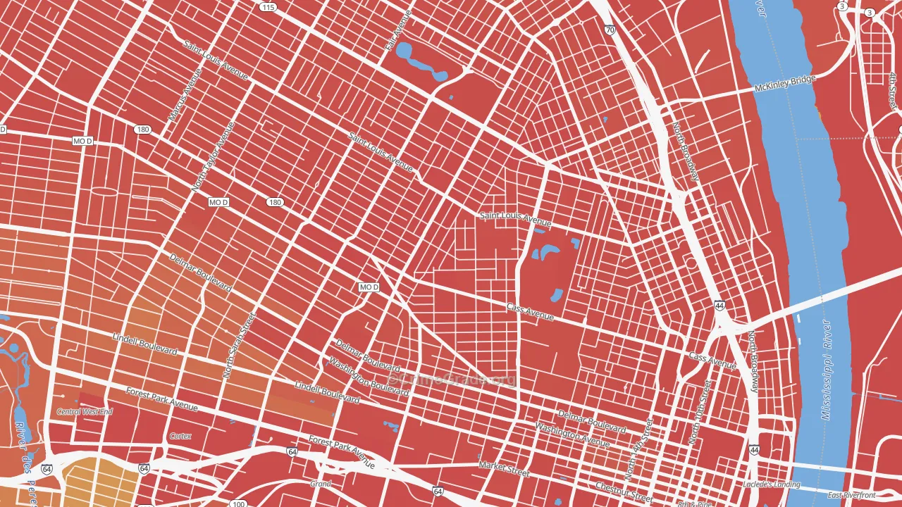 Jeff-Vander-Lou, St. Louis, MO Map of Vandalism Rates