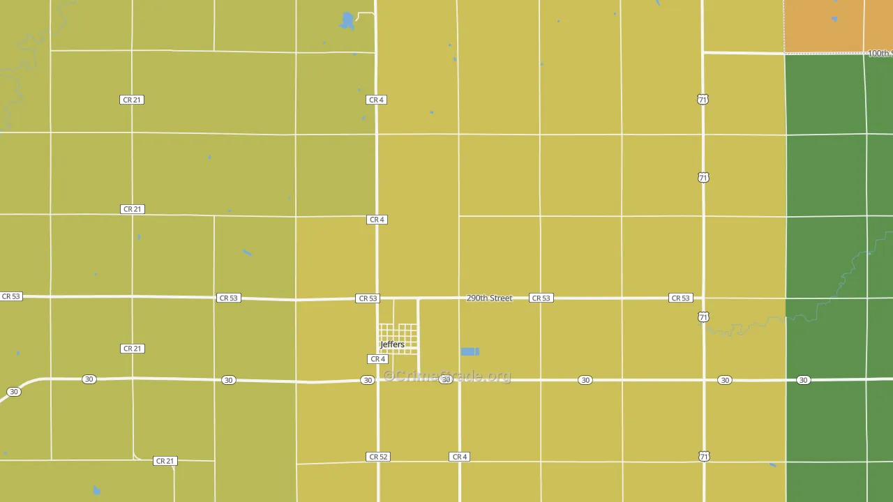 Jeffers, MN Map of Vandalism Rates