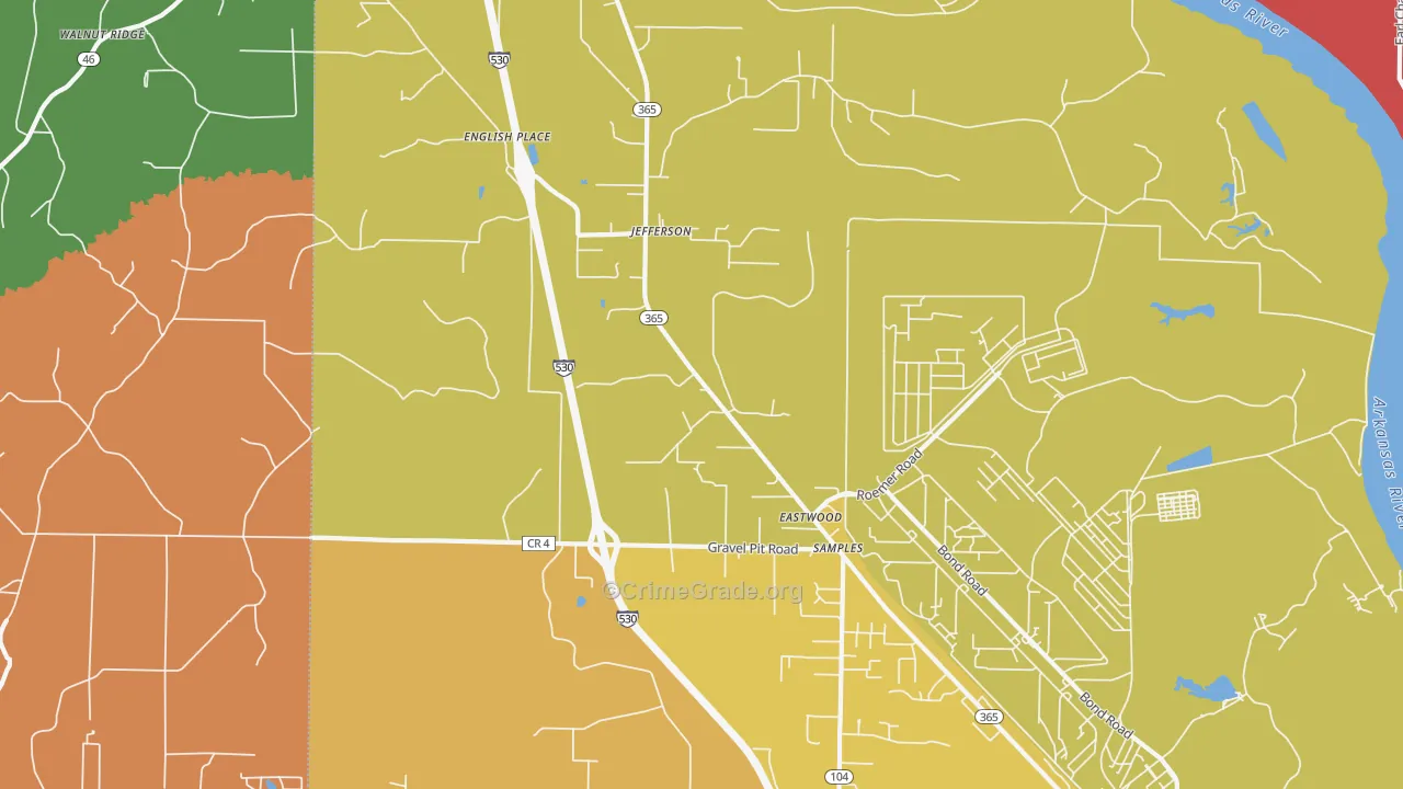 Jefferson, AR Map of Vandalism Rates