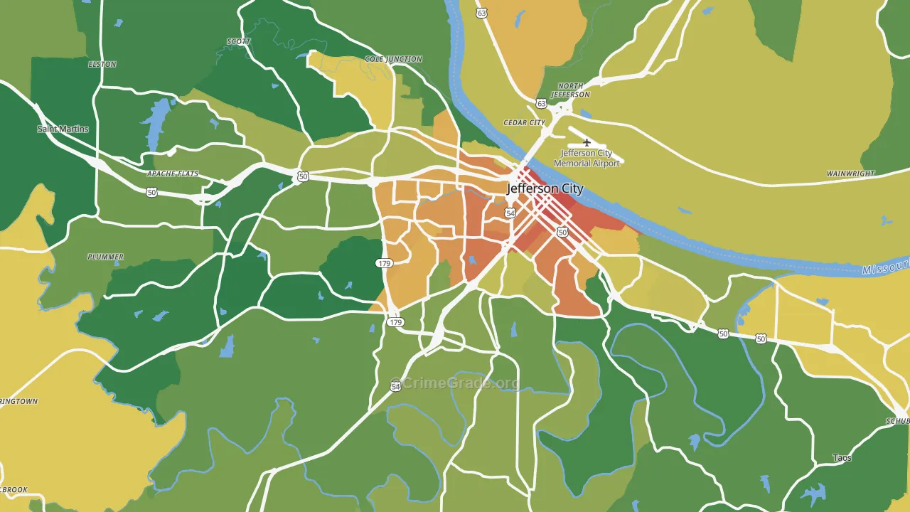 Jefferson City, MO Map of Vandalism Rates