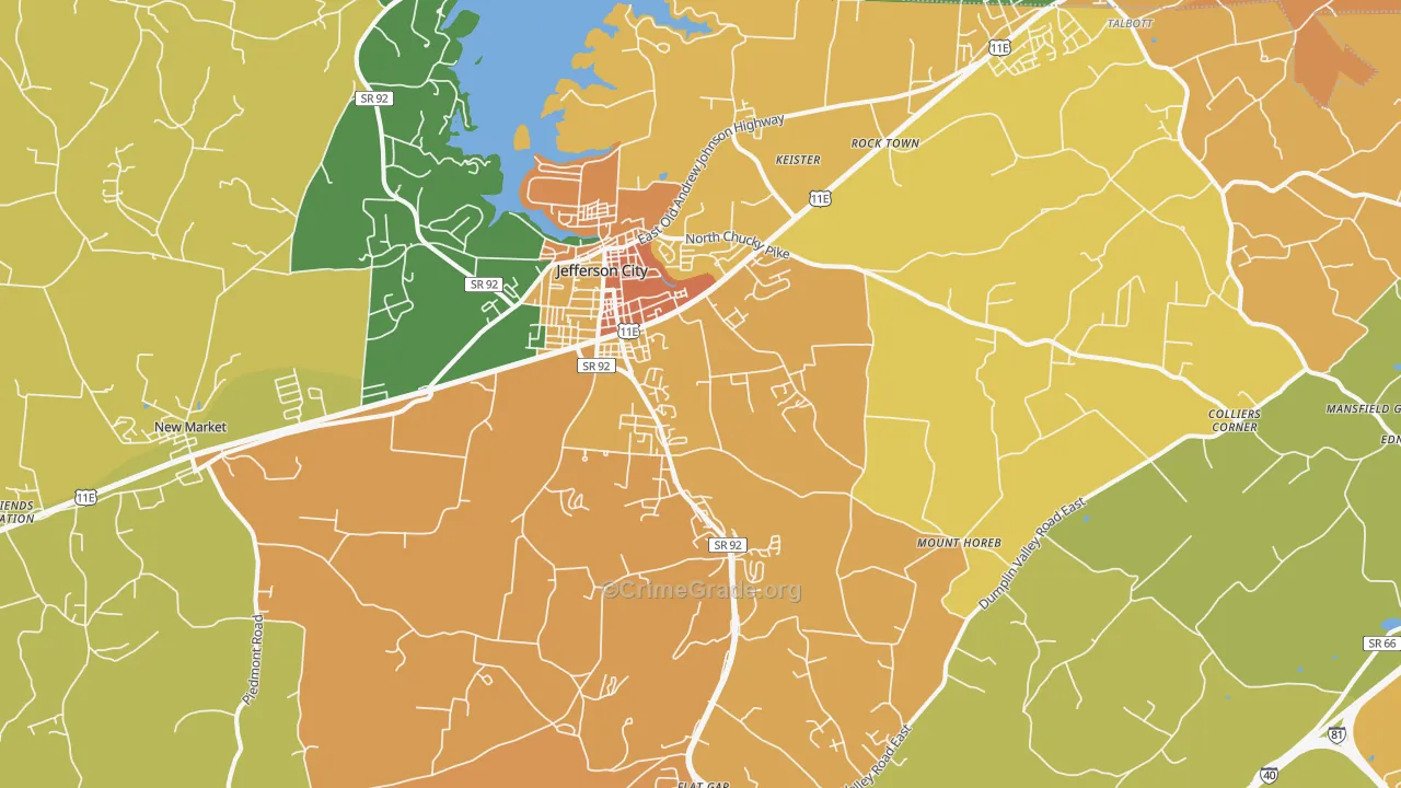 Jefferson City, TN Map of Vandalism Rates