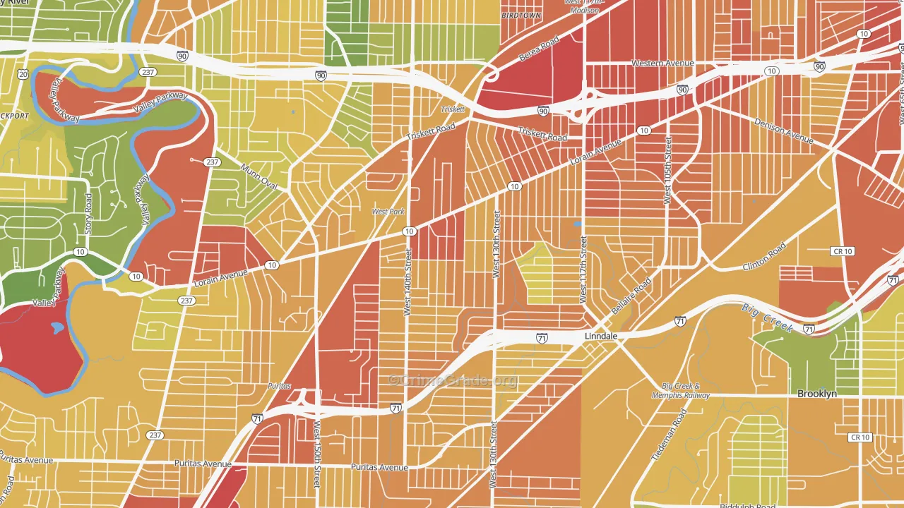 Jefferson, Cleveland, OH Map of Vandalism Rates