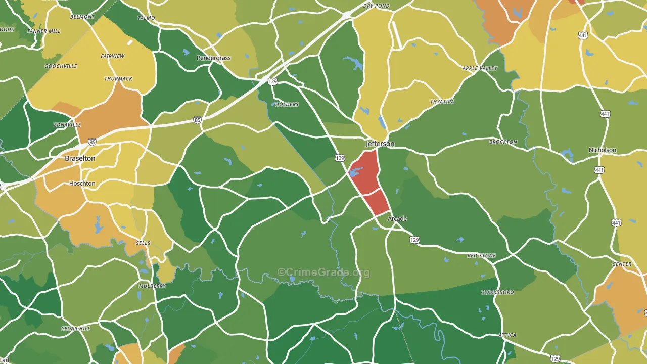 Jefferson, GA Map of Vandalism Rates