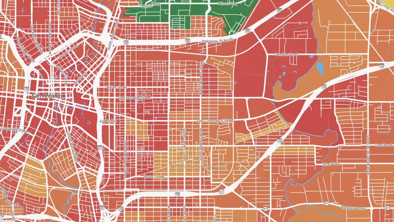 Jefferson Heights, San Antonio, TX Map of Vandalism Rates