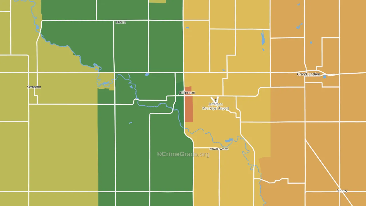 Jefferson, IA Map of Vandalism Rates