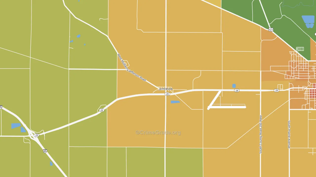 Jefferson, IN Map of Vandalism Rates