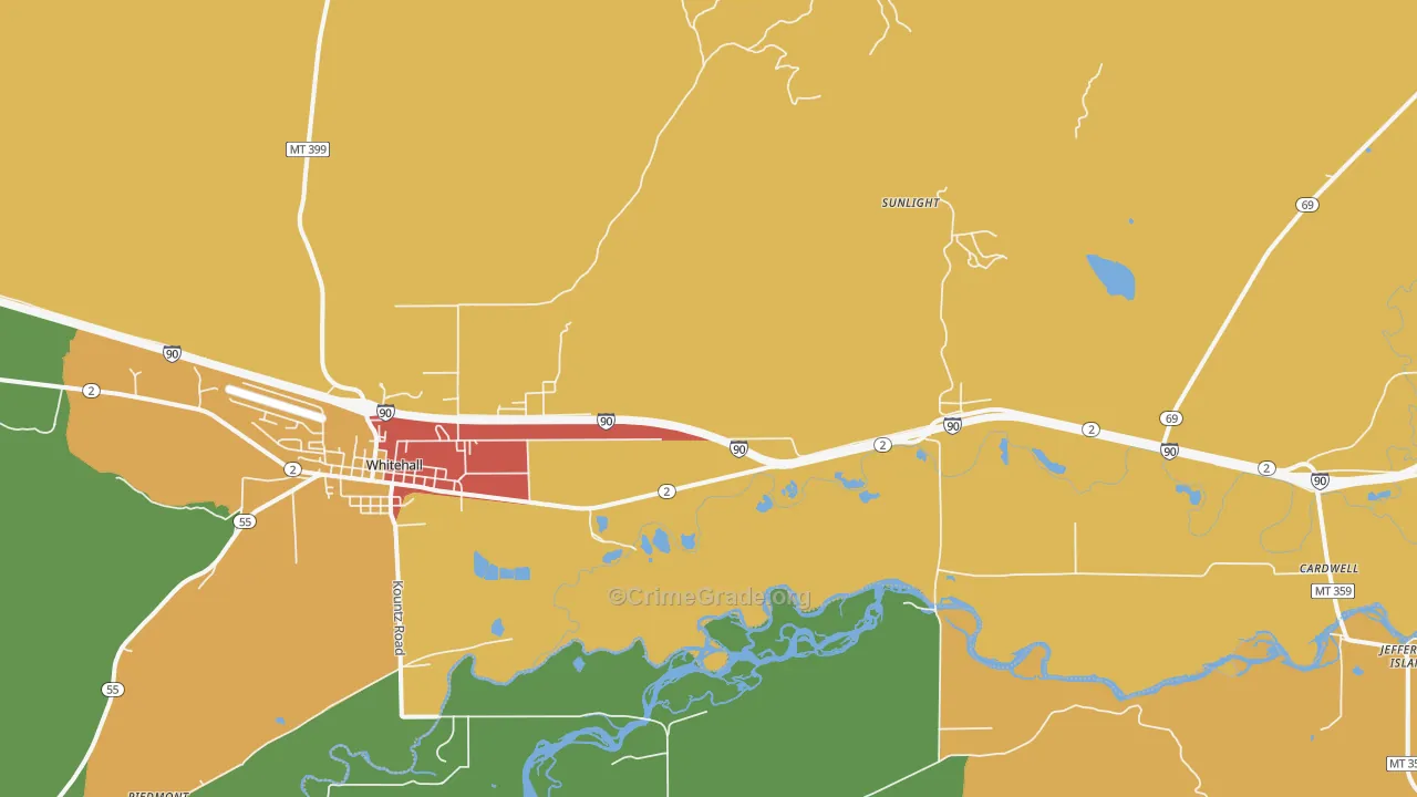 Jefferson Island, MT Map of Vandalism Rates