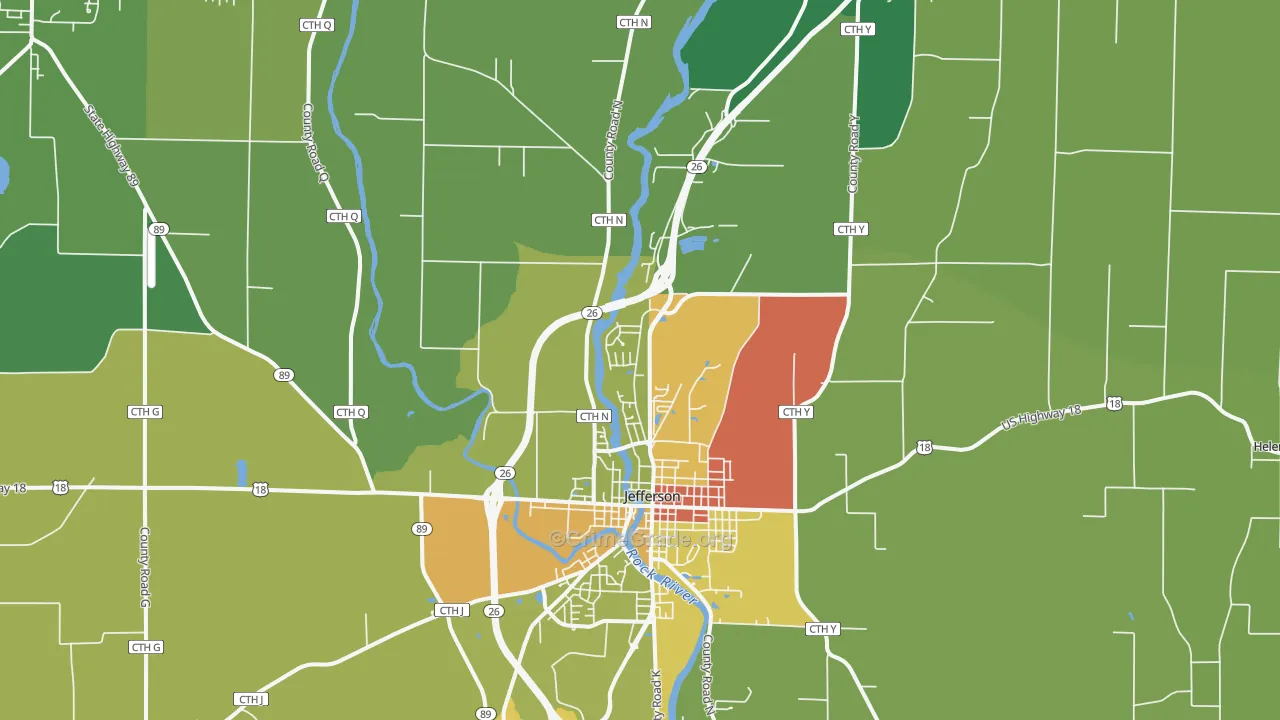 Jefferson Junction, WI Map of Vandalism Rates