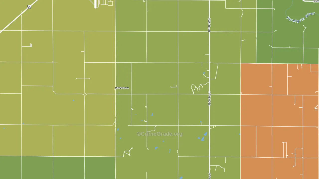 Jefferson, KS Map of Vandalism Rates