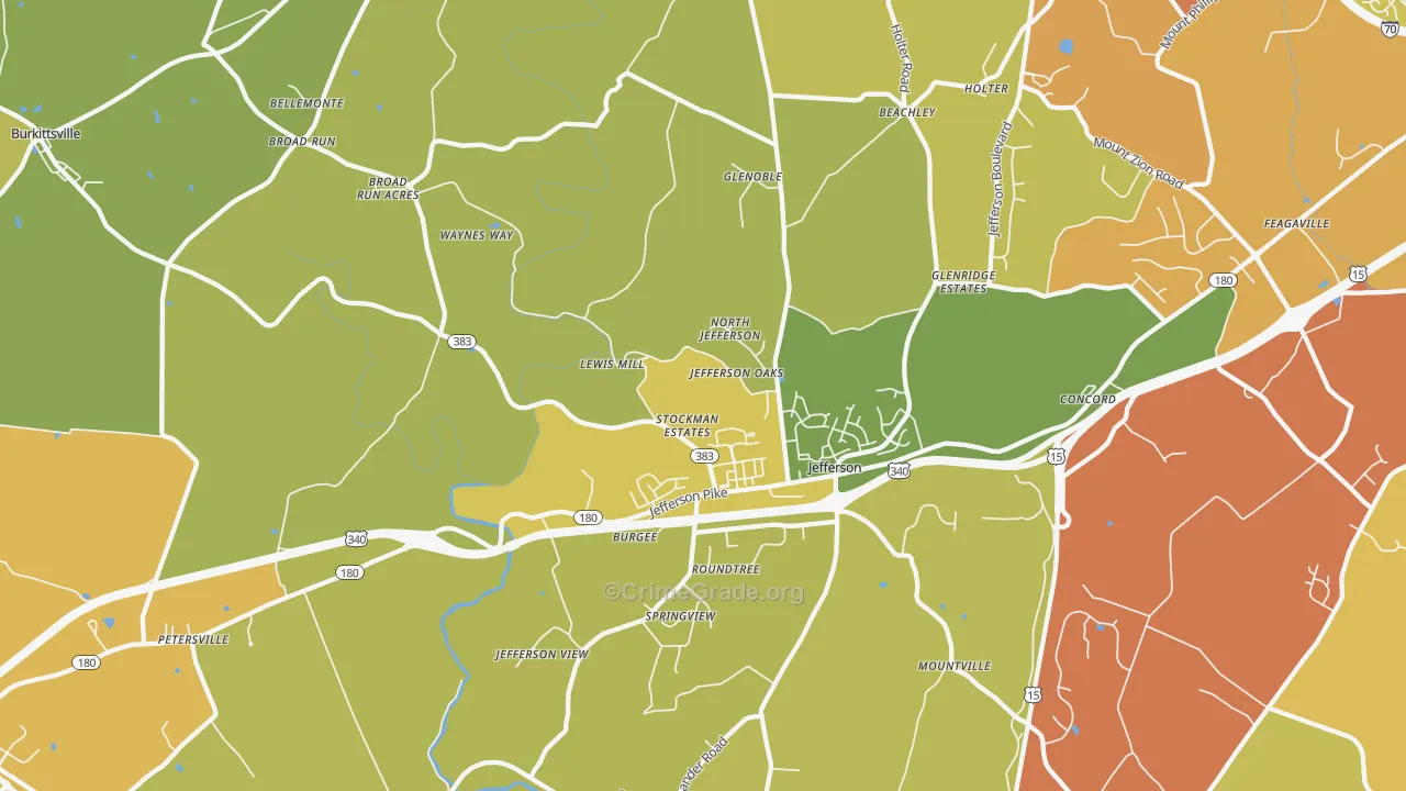 Jefferson, MD Map of Vandalism Rates