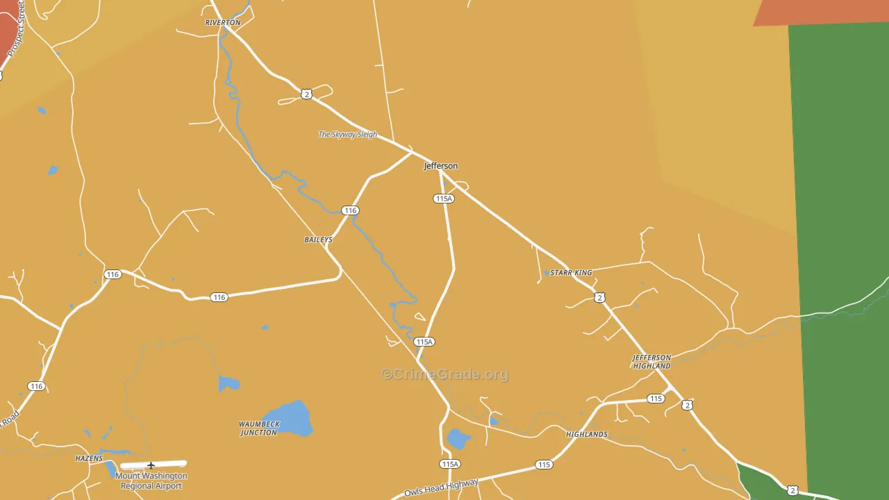 Jefferson, NH Map of Vandalism Rates