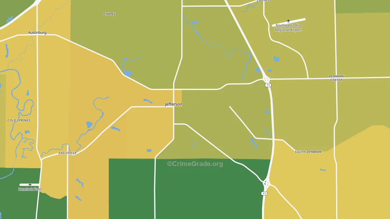 Jefferson, OH Map of Vandalism Rates