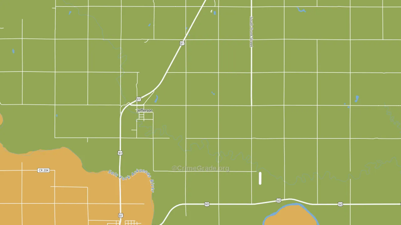 Jefferson, OK Map of Vandalism Rates