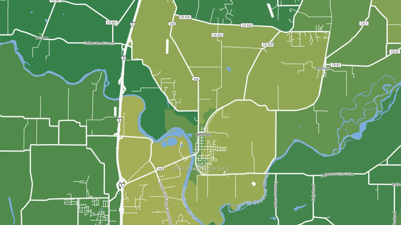 Jefferson, OR Map of Vandalism Rates