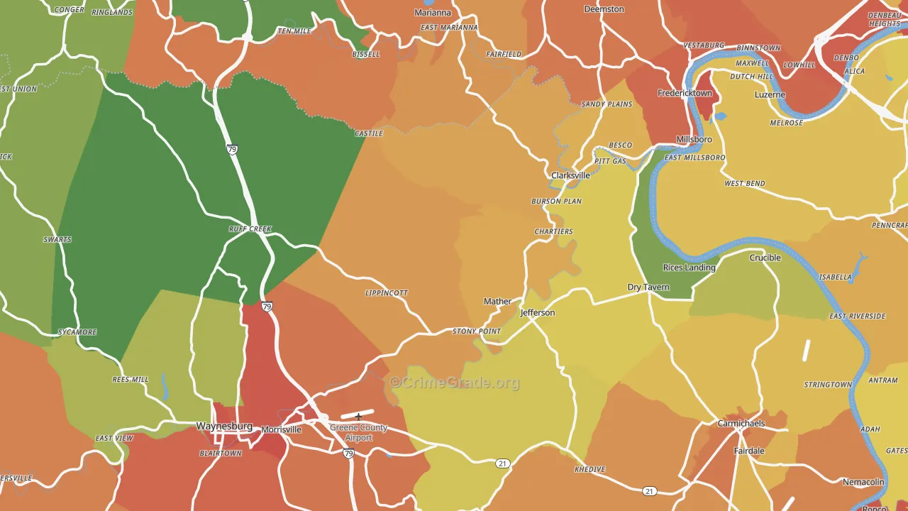 Jefferson, PA Map of Vandalism Rates
