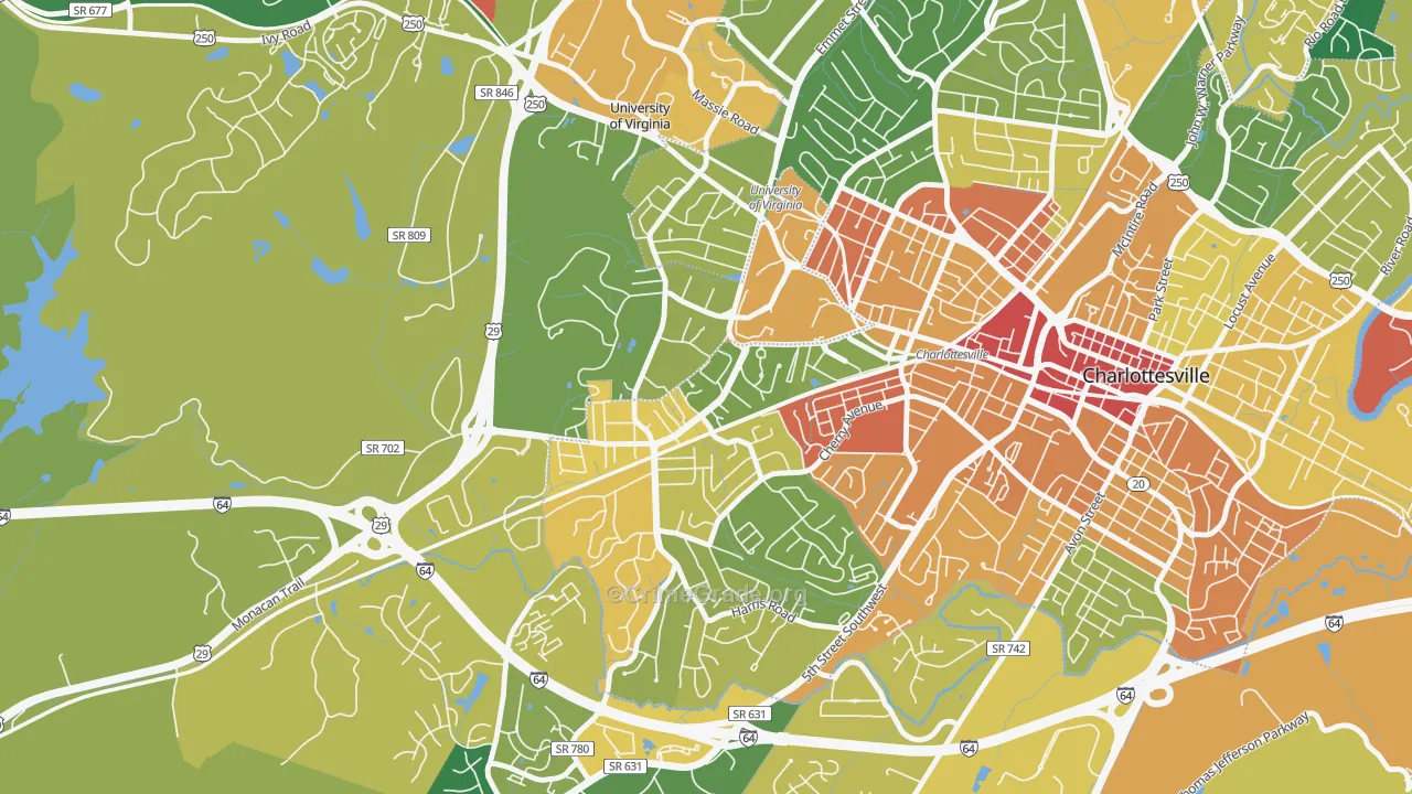 Jefferson Park, Charlottesville, VA Map of Vandalism Rates
