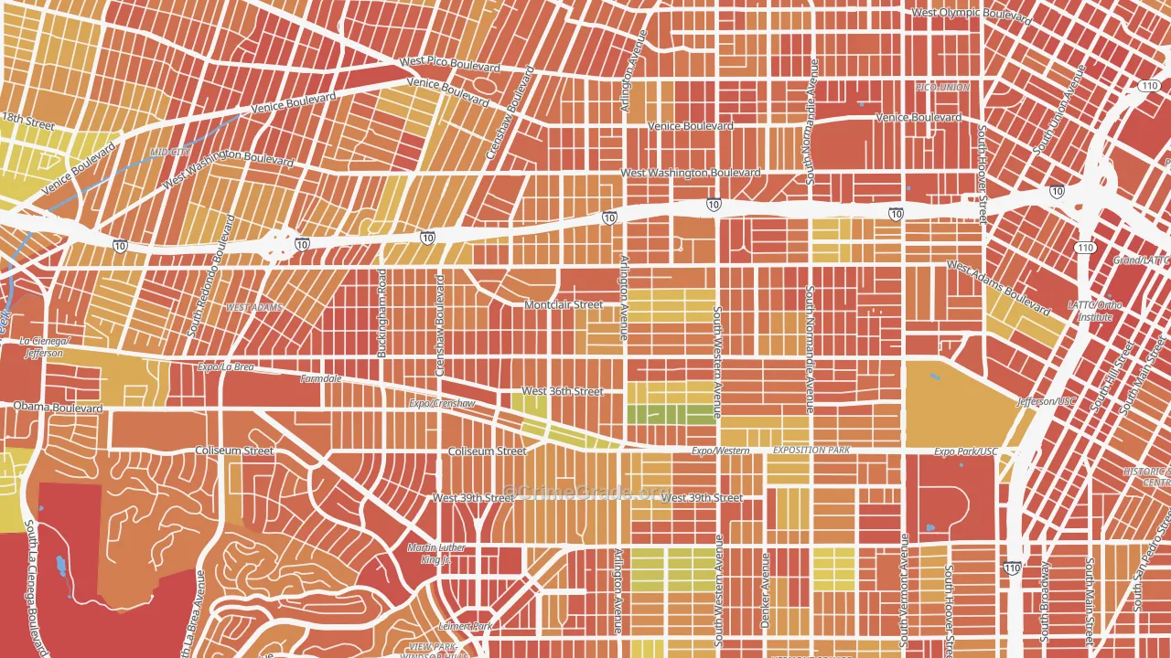 Jefferson Park, Los Angeles, CA Map of Vandalism Rates