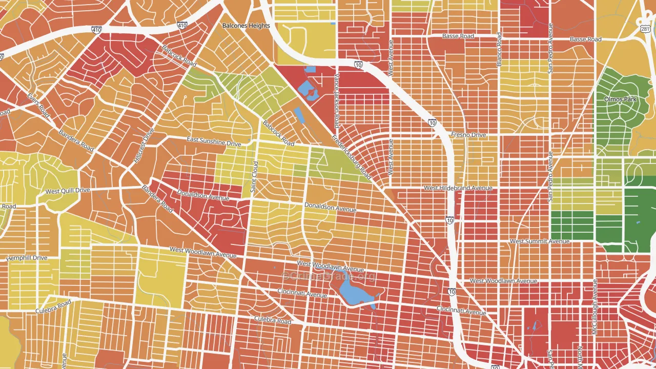 Jefferson, San Antonio, TX Map of Vandalism Rates