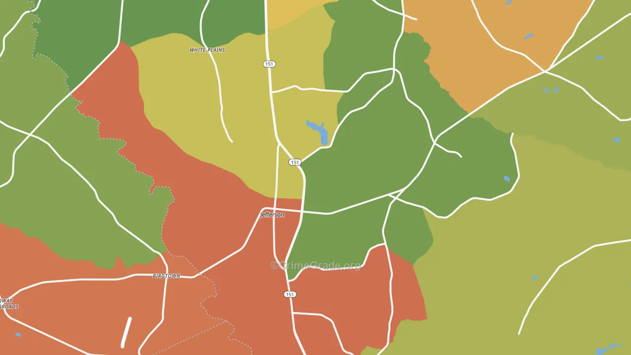 Jefferson, SC Map of Vandalism Rates