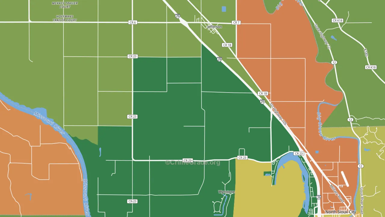 Jefferson, SD Map of Vandalism Rates