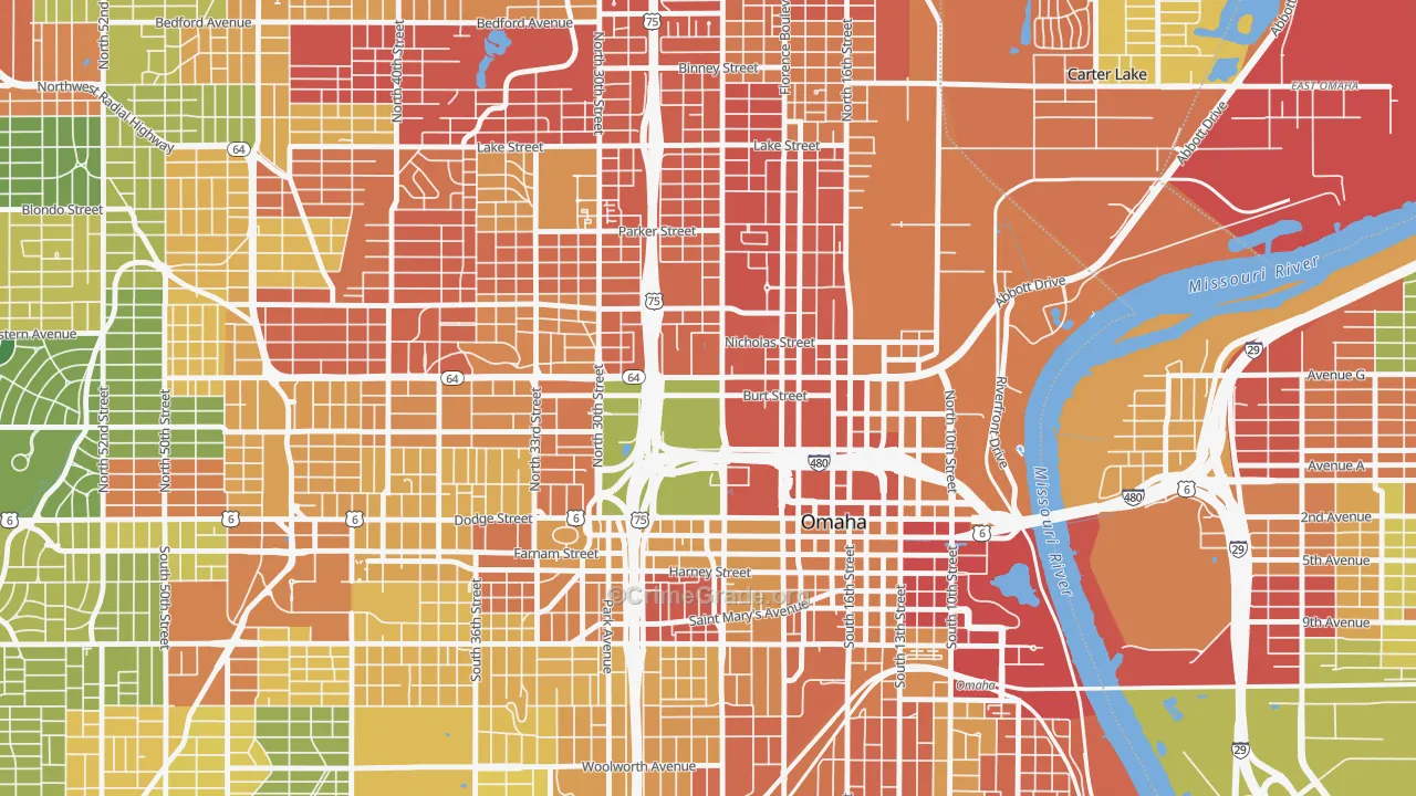 Jefferson Square, Omaha, NE Map of Vandalism Rates