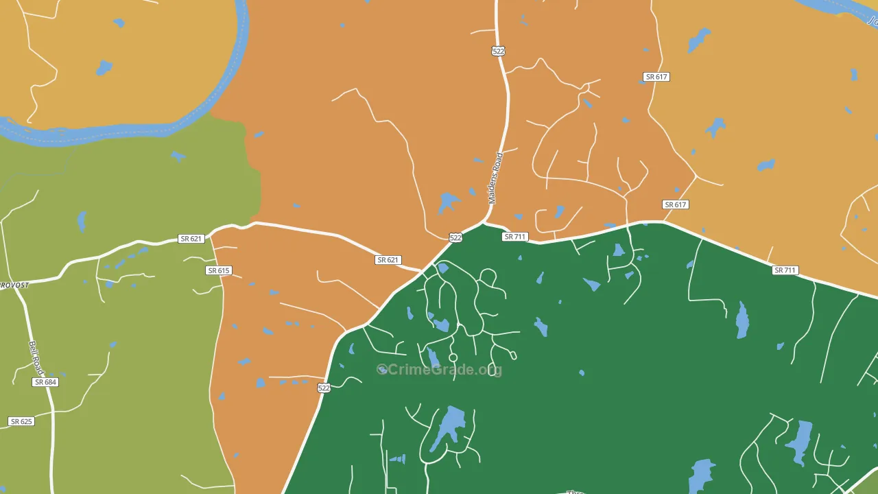 Jefferson, VA Map of Vandalism Rates