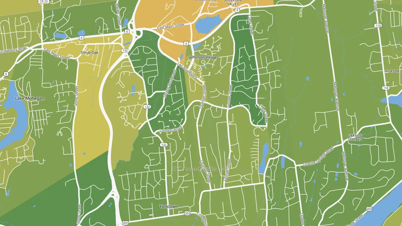 Jefferson Valley-Yorktown, NY Map of Vandalism Rates