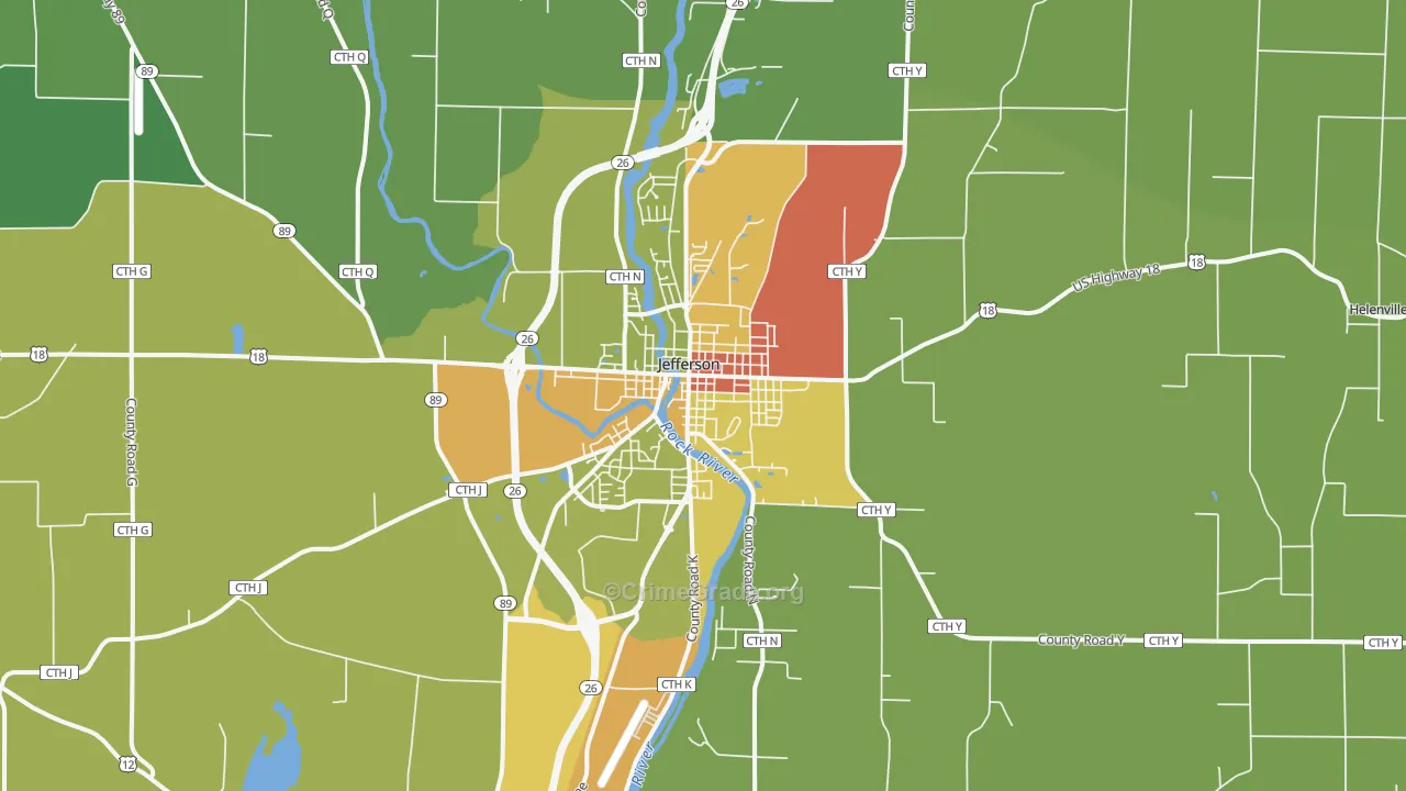 Jefferson, WI Map of Vandalism Rates