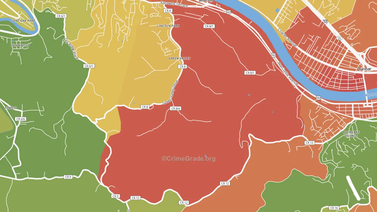 Jefferson, WV Map of Vandalism Rates