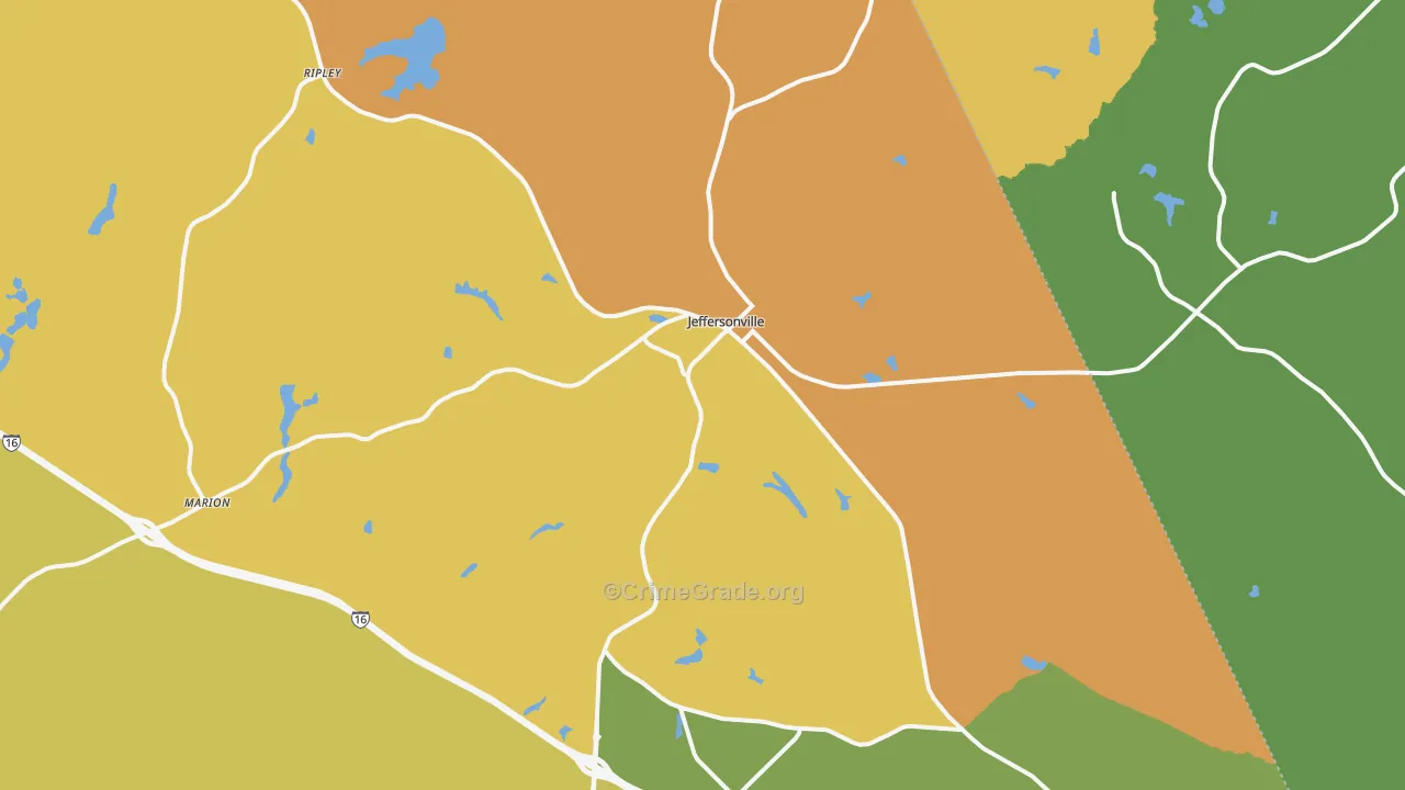 Jeffersonville, GA Map of Vandalism Rates