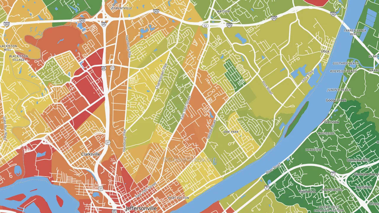 Jeffersonville, IN Map of Vandalism Rates