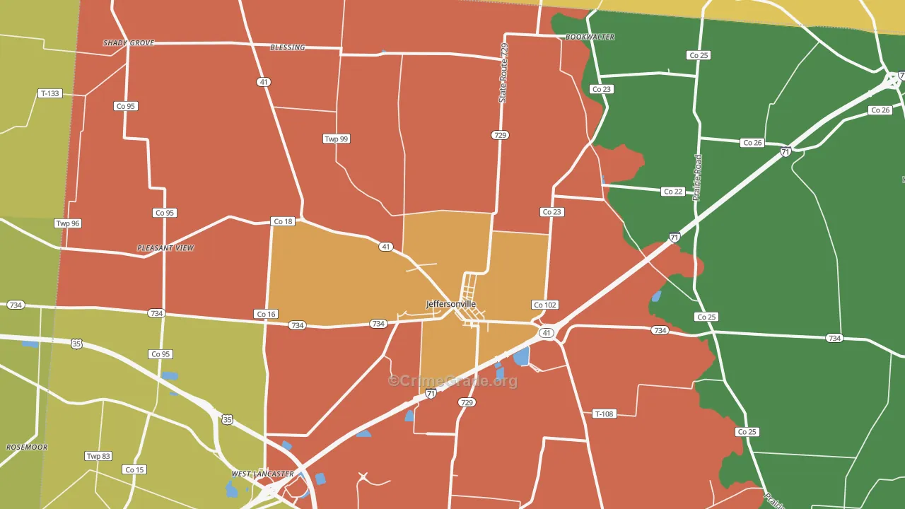 Jeffersonville, OH Map of Vandalism Rates