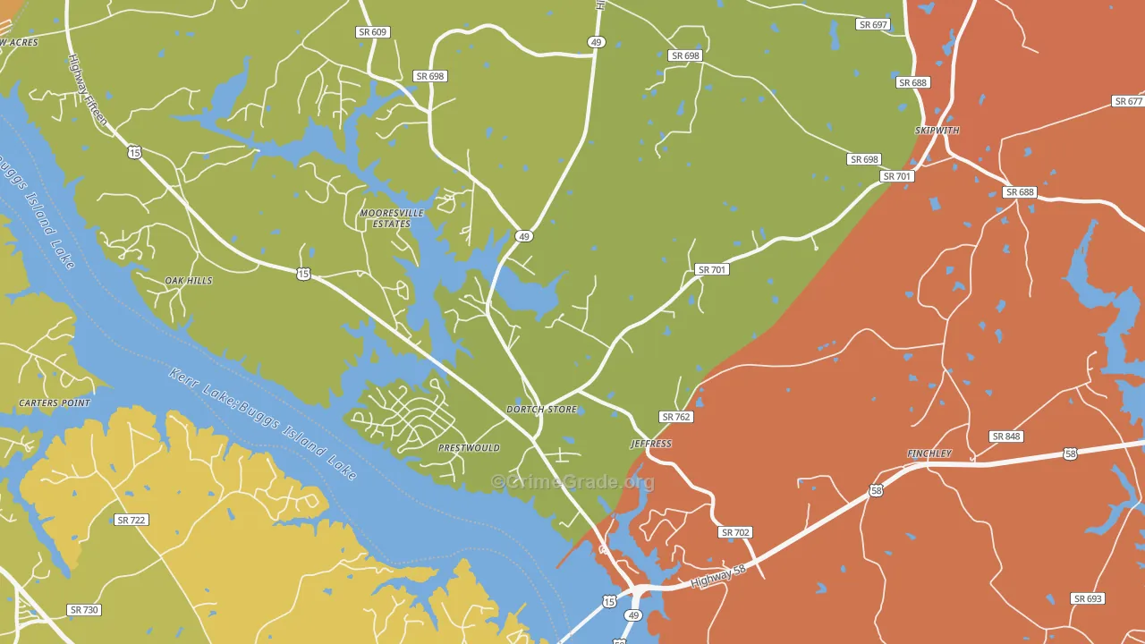 Jeffress, VA Map of Vandalism Rates