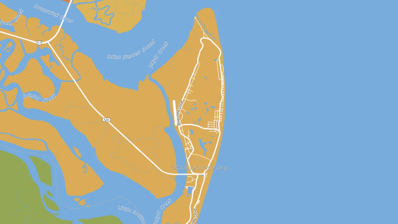 Jekyll Island, GA Map of Vandalism Rates