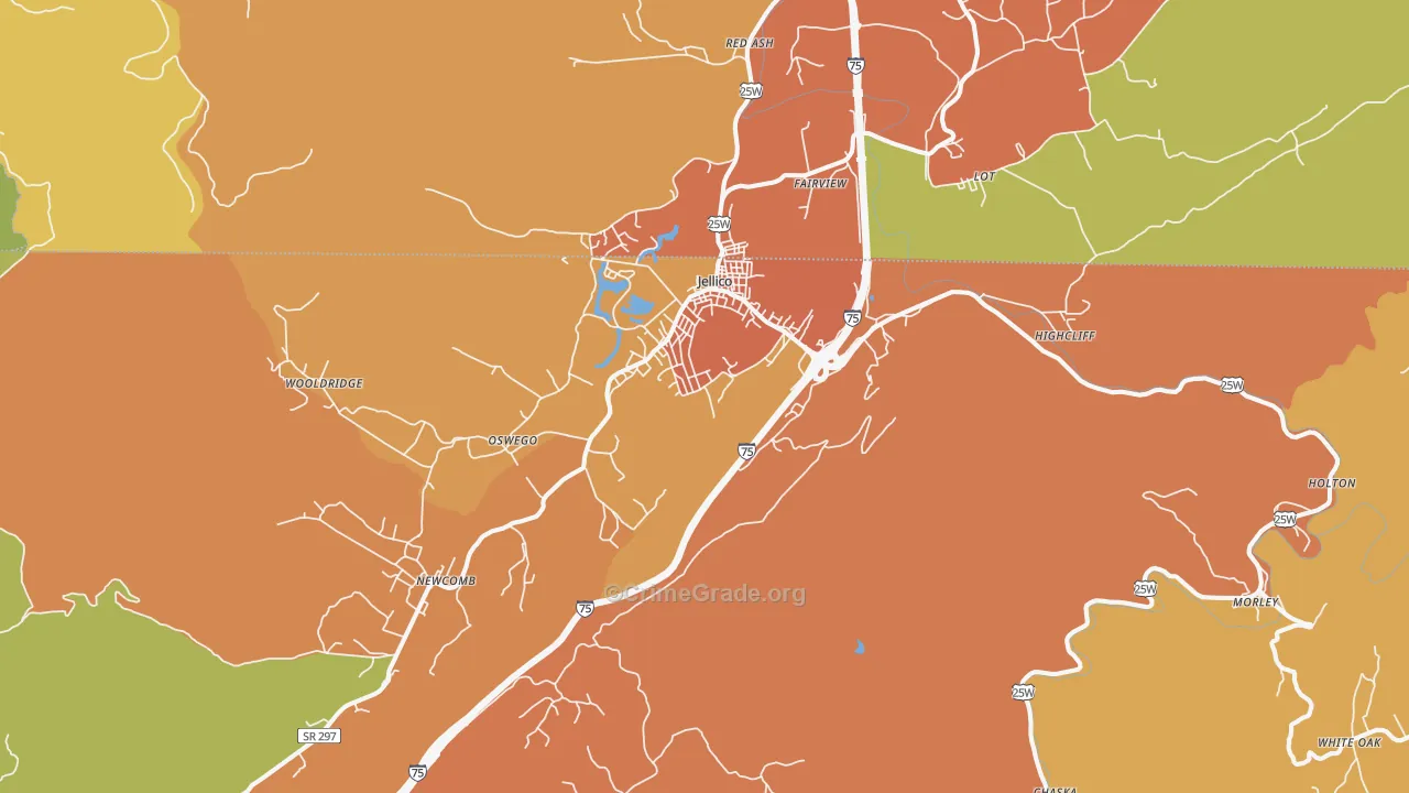 Jellico, TN Map of Vandalism Rates