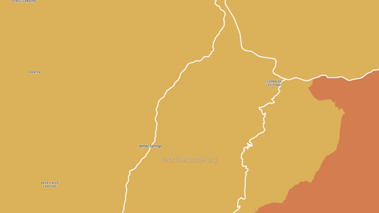 Jemez Springs, NM Map of Vandalism Rates
