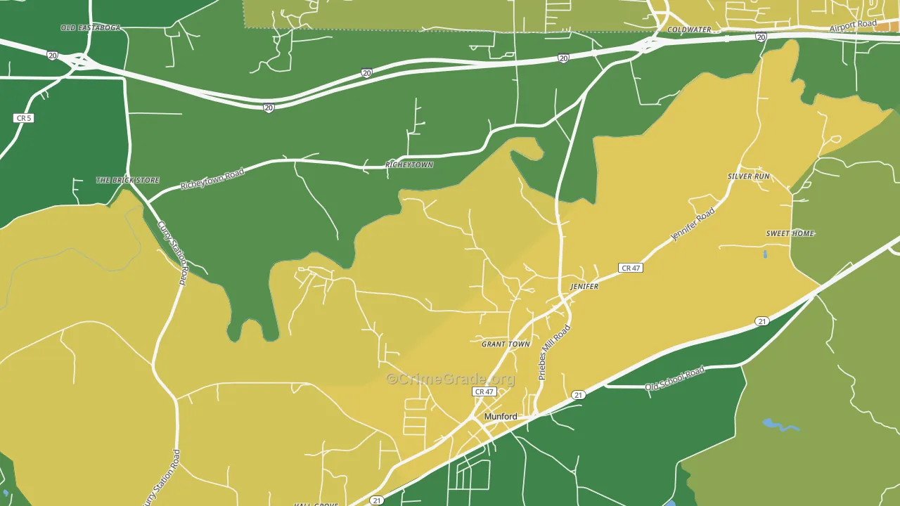 Jenifer, AL Map of Vandalism Rates