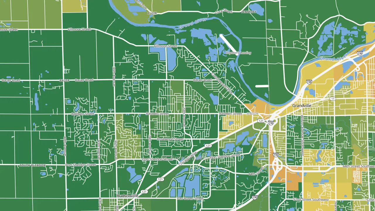 Jenison, MI Map of Vandalism Rates
