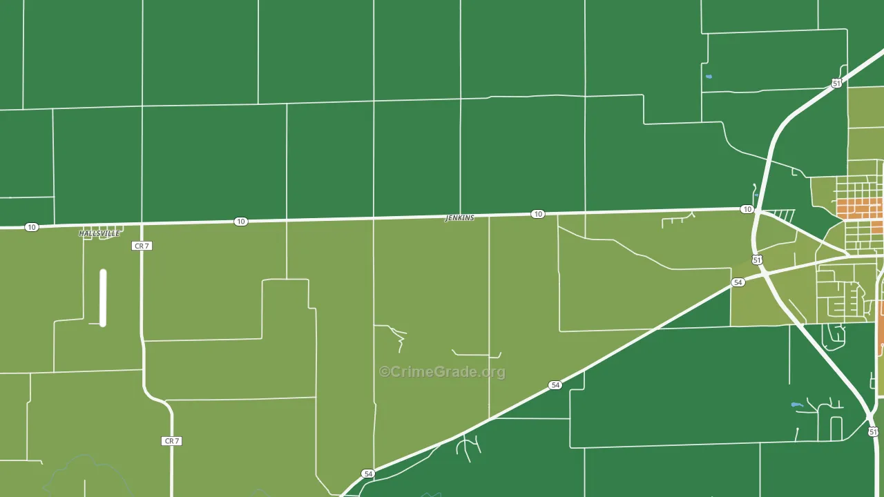 Jenkins, IL Map of Vandalism Rates