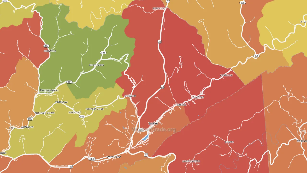 Jenkins, KY Map of Vandalism Rates