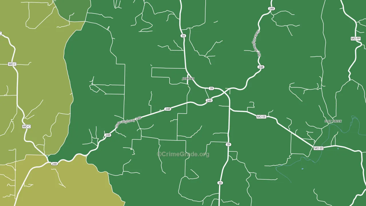 Jenkins, MO Map of Vandalism Rates