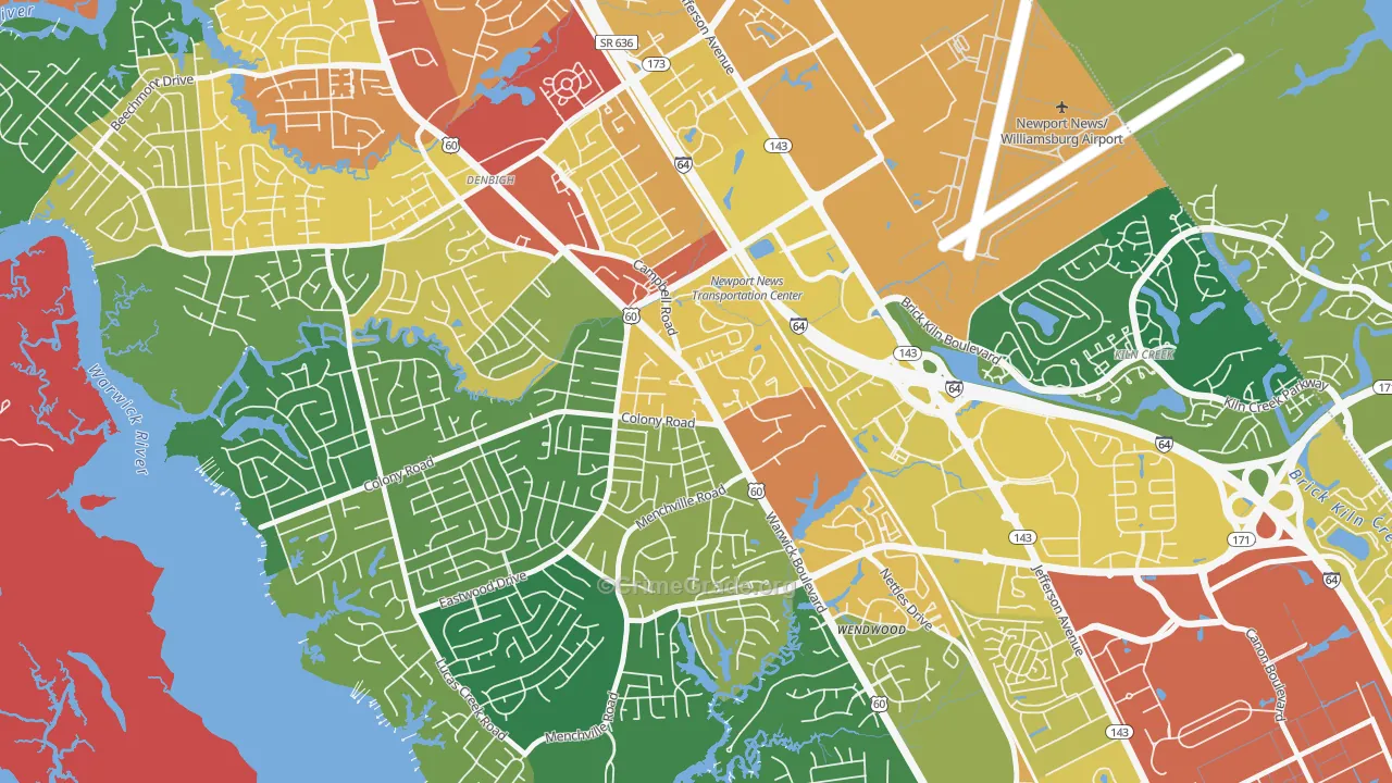 Jenkins, Newport News, VA Map of Vandalism Rates