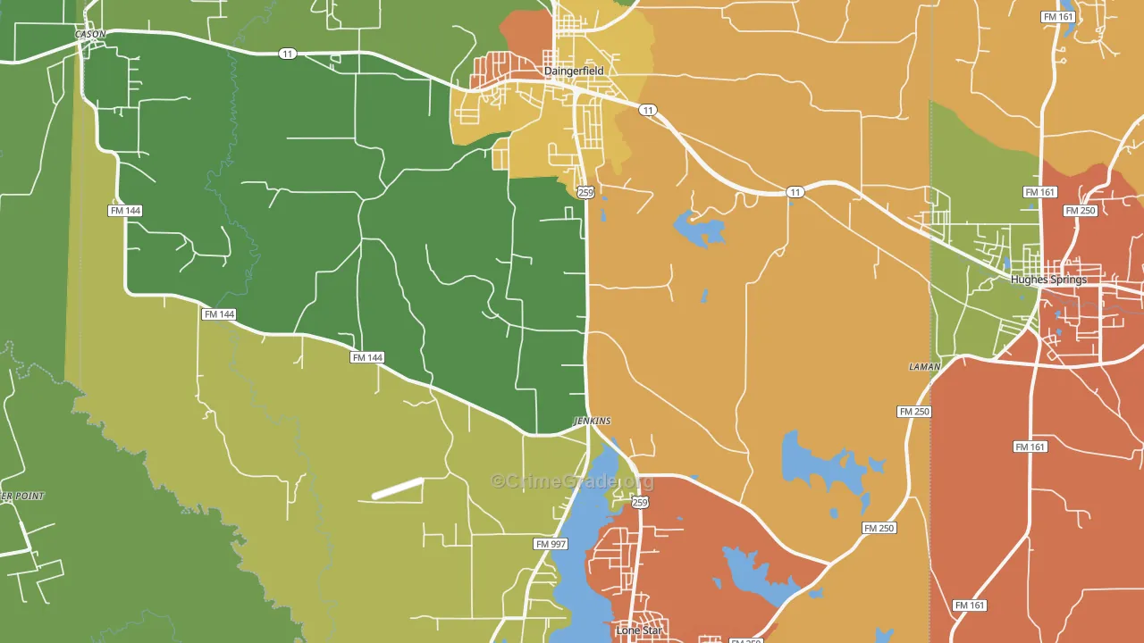 Jenkins, TX Map of Vandalism Rates